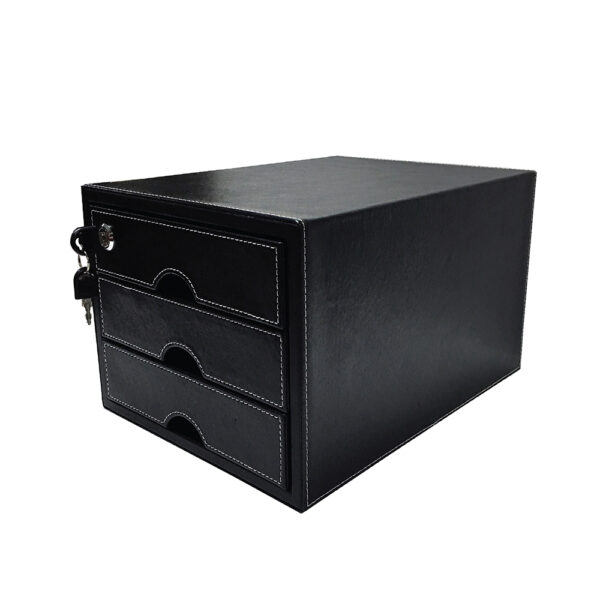 LA VIDA Faux Leather 3-Tier Document Cabinet (With Lock)